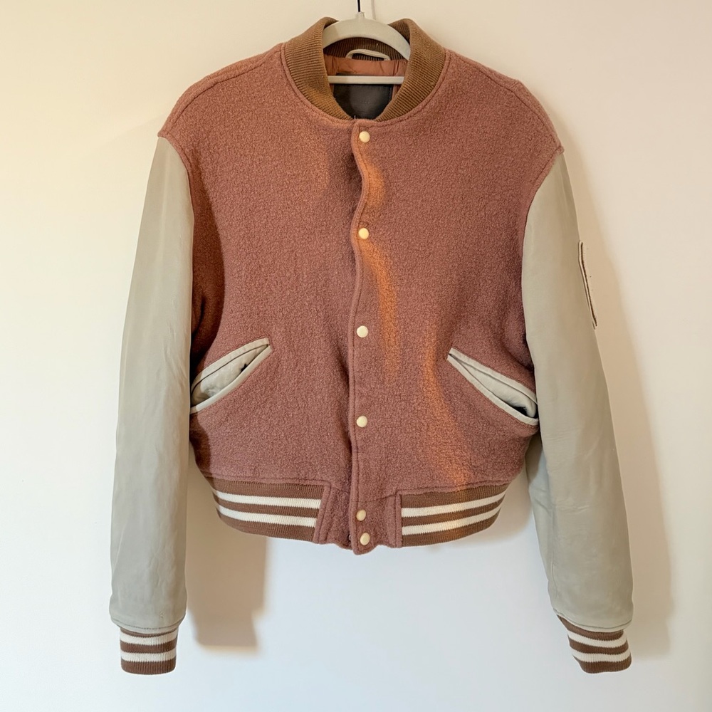 All Saints Varsity Bomber Leather Jacket Small